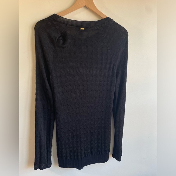 St. John|| Black Knit Cardigan with gold accent buttons, Viscose, Size Small P - Picture 4 of 8